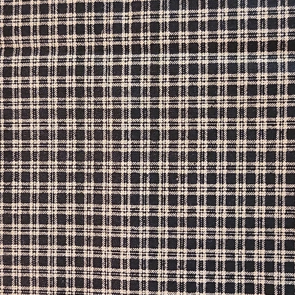 Classic Plaid small print fabric black and tan - 1 yd